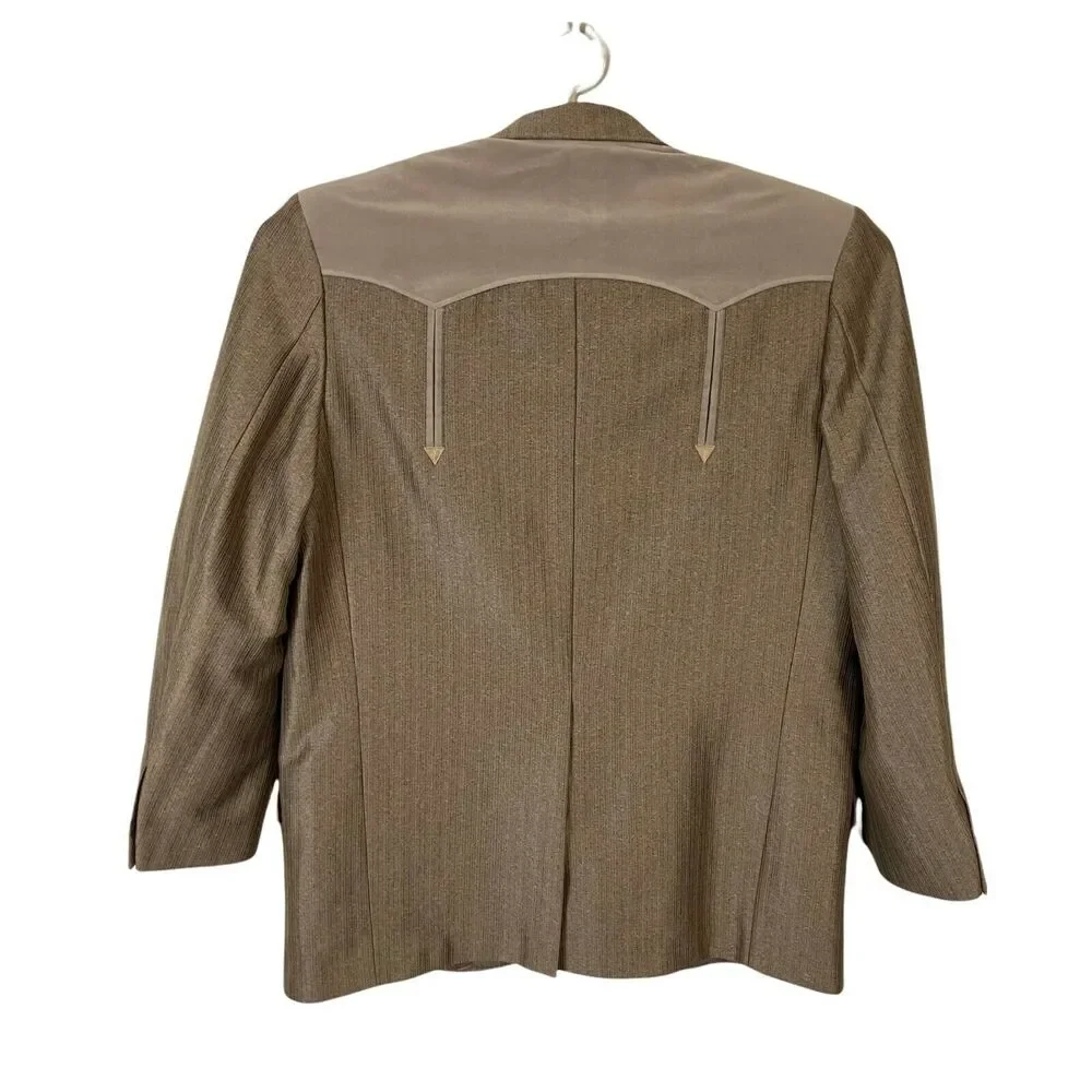 Western Sport Coat Buffalo Country Men's Tan Long Sleeves Button Front Sz 36